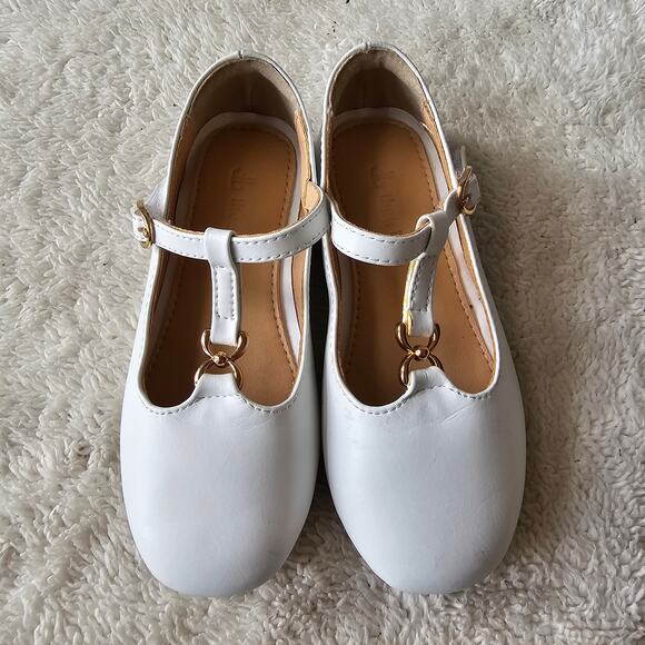 Thee Bron Girls Toddler T-Strap Flat Ballet Mary Jane Party Shoes Size 9M‎ White - Picture 1 of 4